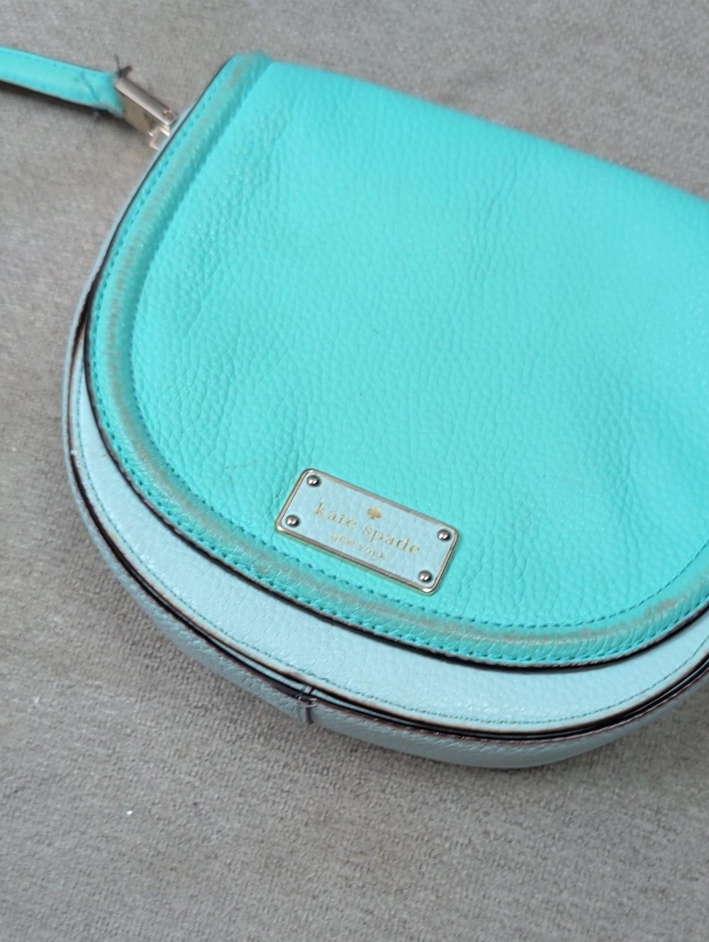 kate spade turquoise leather saddle crossbody bag
